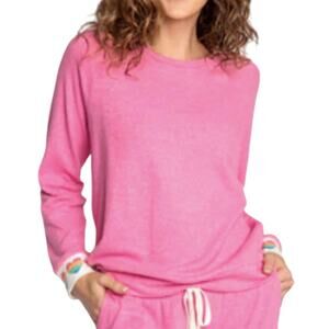 P.J. Salvage Pink Rainbow Heart Long Sleeve Soft Jersey Tee size M NEW Tags